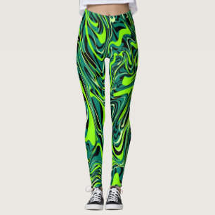 Liquide vert abstrait peint Leggings
