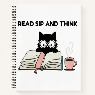 Lire, boire et penser Chat mignon lisant un livre 