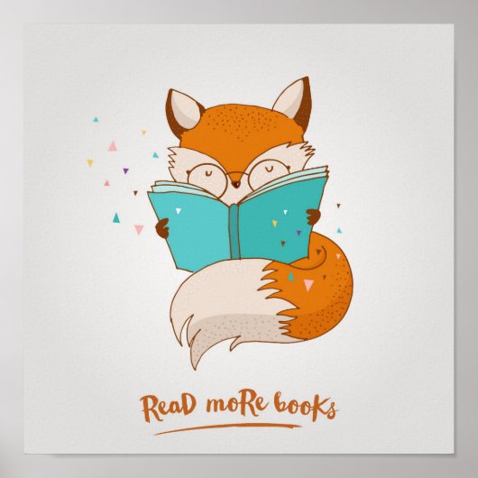 Lire plus Livres Fox Wall Imprimer | Impression mu (Devant)