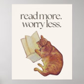 Lire plus, s'inquiéter moins Affiche de chat migno (Devant)