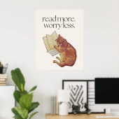 Lire plus, s'inquiéter moins Affiche de chat migno (Bureau à domicile)