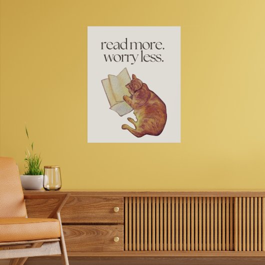 Lire plus, s'inquiéter moins Affiche de chat migno (Salon 2)