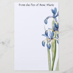 L'iris bleu botanique fleurit la papeterie florale