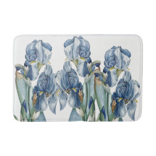 L'iris bleu botanique fleurit le tapis de bain de