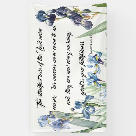 L'iris bleu fleurit la bannière de chrétien (Vertical)