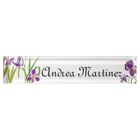 L'iris fleurit la plaque d'identification (Devant)