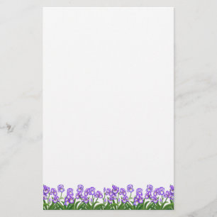 L'iris pourpre minuscule fleurit la papeterie