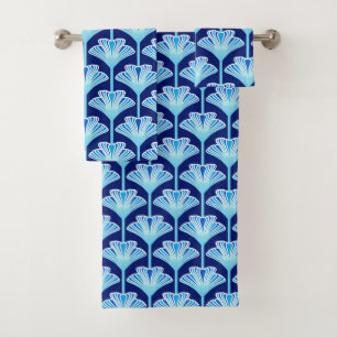 Lis d'art déco, bleu de cobalt, Aqua et blanc