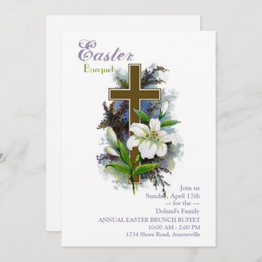 Lis de Pâques et invitation de croix (Devant / Derrière)
