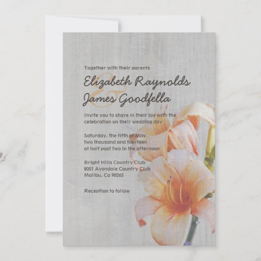 Lis tigrés vintages épousant des invitations (Devant)