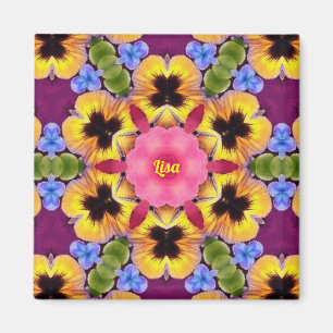 LISA ~ Abstract Pansy ~ Roze Blauw Paars Geel Magneet