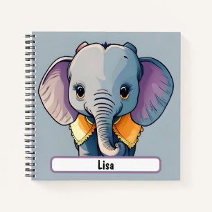 Lisa de Baby olifant, met aangepaste naadlijn. Notitieboek