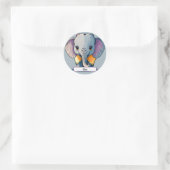 Lisa de Baby olifant, met aangepaste naadlijn. Ronde Sticker (Tas)