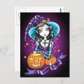 "Lisa" Halloween Pumpkin Witch Briefkaart (Voorkant / Achterkant)