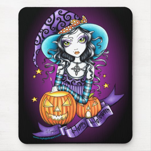 "Lisa" Halloween Pumpkin Witch Mousepad Muismat (Voorkant)