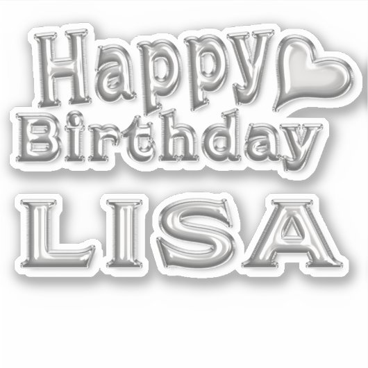 Lisa Happy Birthday silver Aufkleber Sticker (Voorkant)