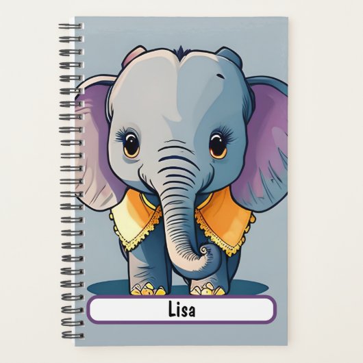 Lisa l'éléphant bébé, avec Nametag personnalisé (Devant)