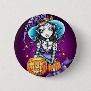 Lisa Magical HALLOWEEN Pumpkin Witch Ronde Button 5,7 Cm