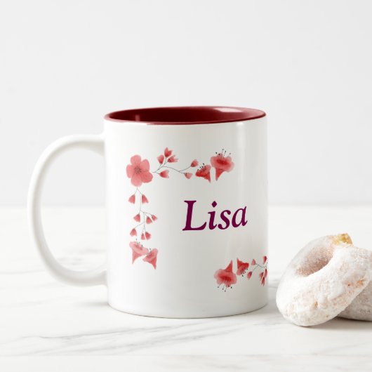 Lisa nom Mug - Coupe de café personnalisée avec un (Avec donut)