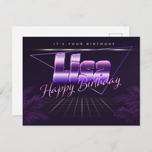 Lisa Nom Prénom Anniversaire de la carte postale (Devant / Derrière)