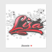 Lisa red Heart Graffiti Autocollants (Feuille)