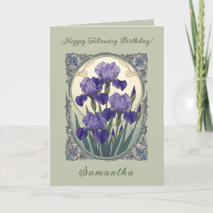 Lisbeth Gebloemte Iris Bloemen Art Nouveau Stijl Kaart
