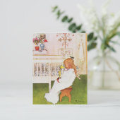 Lisbeth met een gele tulp briefkaart (Staand voorkant)