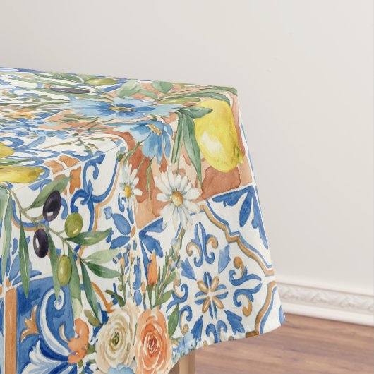 Lisbon Blue Lemon Tile Citrus Home Decor Tafelkleed (Voorbeeld)