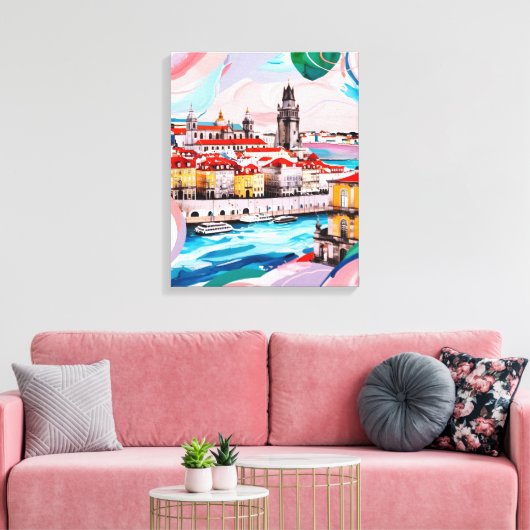 Lisbon Colours Canvas Afdruk (Insitu (Woonkamer))