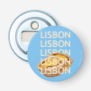 Lisbon Travel Art, Blauw, Portugal Button Flesopener
