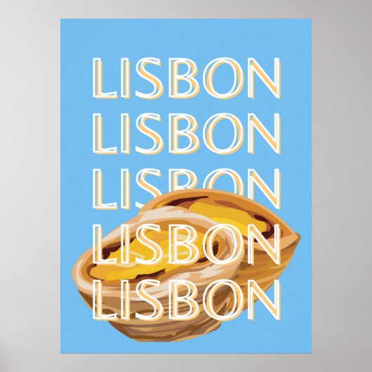 Lisbon Travel Art, Blauw, Portugal Poster (Voorkant)