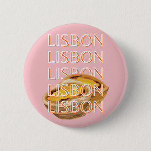 Lisbon Travel Art, Pastel, Portugal Ronde Button 5,7 Cm