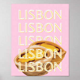 Lisbon Travel Art, Portugal Travel Art, Roze Poster