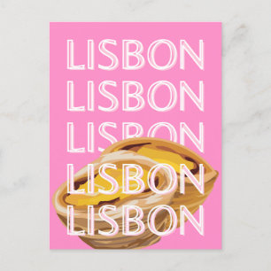 Lisbon Travel Art, Summer Travel Art, Roze Briefkaart