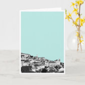 Lisbonne dans la carte de voeux turquoise (Fleur jaune)