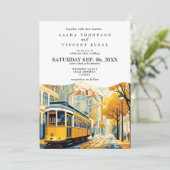 Lisbonne Portugal Faire-part de mariage Retro (Debout devant)