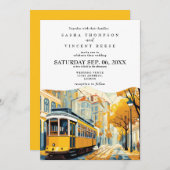 Lisbonne Portugal Faire-part de mariage Retro (Devant / Derrière)