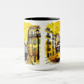 Lisbonne, Portugal Jaune Trolley Café Mug (Centre)