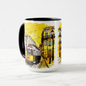 Lisbonne, Portugal Jaune Trolley Café Mug (Devant gauche)