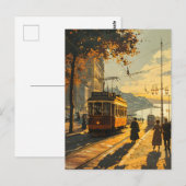 Lisbonne Sunset Tram : Carte postale de charme Vin (Devant / Derrière)
