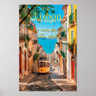 Lissabon Aan De Heldere Kant Gele Tram Schilderkun Poster