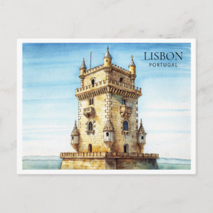 Lissabon Alfama Aquarel Postkaart Portugal Kunst Feestdagenkaart