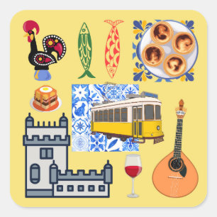 Lissabon City Symbolen Vierkante Sticker