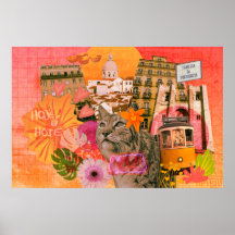 Lissabon collage Print, Waarde Poster Papier (Matt