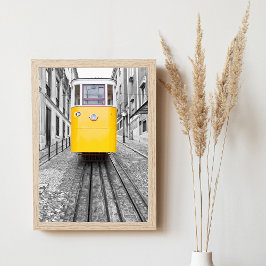 Lissabon Elevador da Gloria Gele Tram. Z/W Foto Poster