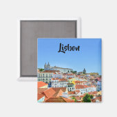 Lissabon gebouwen magneet (Voorkant / Achterkant)