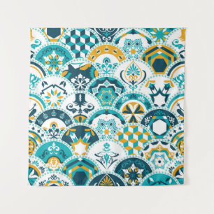 Lissabon geometrisch Azulejo-tegelpatroon, Portuge Wandkleed