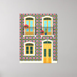 Lissabon huis met tegels canvas afdruk
