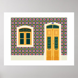 Lissabon huis met tegels poster