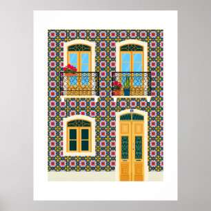 Lissabon huis met tegels poster
